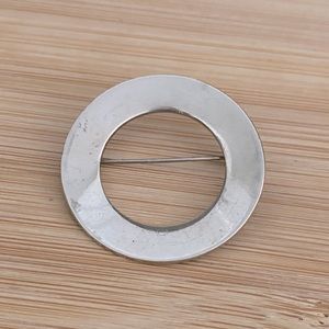 Vintage Silver Round Open Cut Circle Brooch Pin